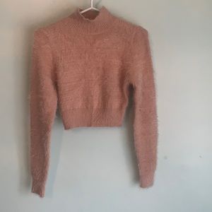 Fuzzy crop top and a matching fuzzy high waisted skirt!